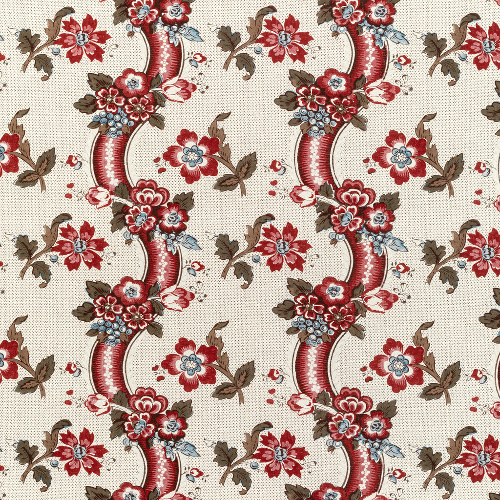 Samples and Purchasing available for Benday Print - Red/Blue Red By Lee Jofa | Oscar De La Renta Iv |Botanical & Floral Jacobeans Multipurpose Print at Designer Wallcoverings and Fabrics