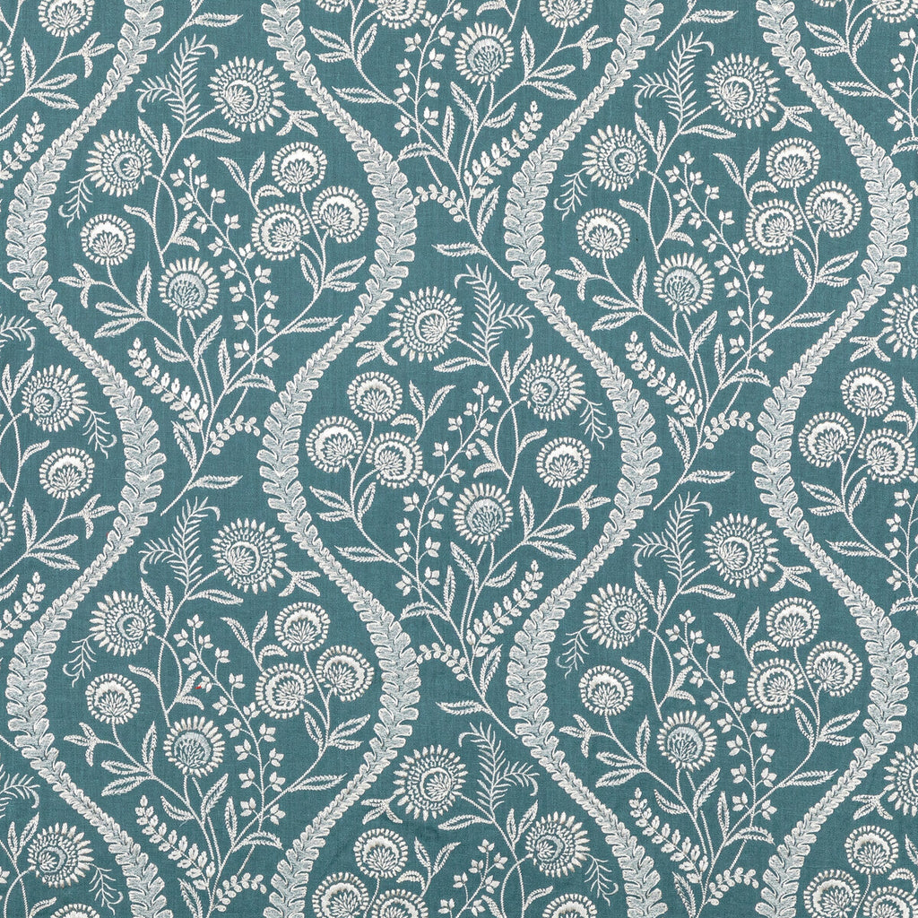 Samples and Purchasing available for Floriblanca - Blue Blue By Lee Jofa | Oscar De La Renta Iv |Botanical & Floral  Multipurpose Embroidery at Designer Wallcoverings and Fabrics