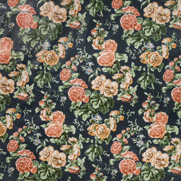 Samples and Purchasing available for Upton Cotton - Navy/Coral Multi By Lee Jofa | Oscar De La Renta Iv |Botanical & Floral  Multipurpose Print at Designer Wallcoverings and Fabrics