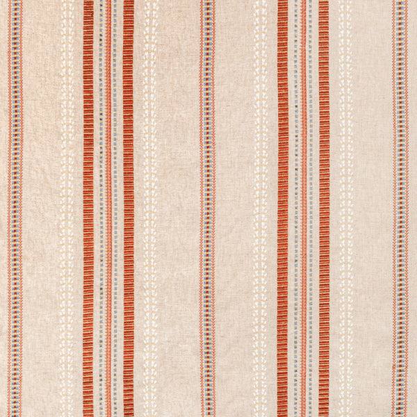 Samples and Purchasing available for Nautique Emb - Rust/Blue Rust By Lee Jofa | Oscar De La Renta Iv |Global Stripes Multipurpose Embroidery at Designer Wallcoverings and Fabrics