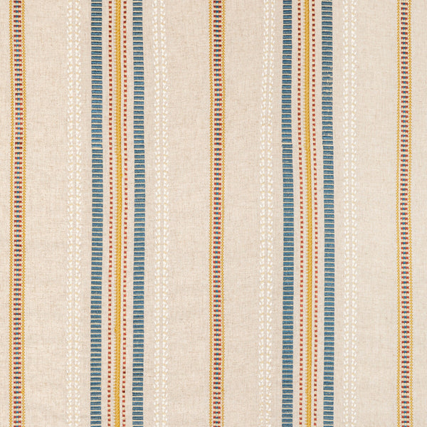 Samples and Purchasing available for Nautique Emb - Denim/Gold Blue By Lee Jofa | Oscar De La Renta Iv |Global Stripes Multipurpose Embroidery at Designer Wallcoverings and Fabrics