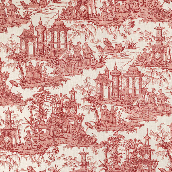 Samples and Purchasing available for Pagoda Toile - Garnet Red By Lee Jofa | Oscar De La Renta Iv | Toile Multipurpose Print at Designer Wallcoverings and Fabrics