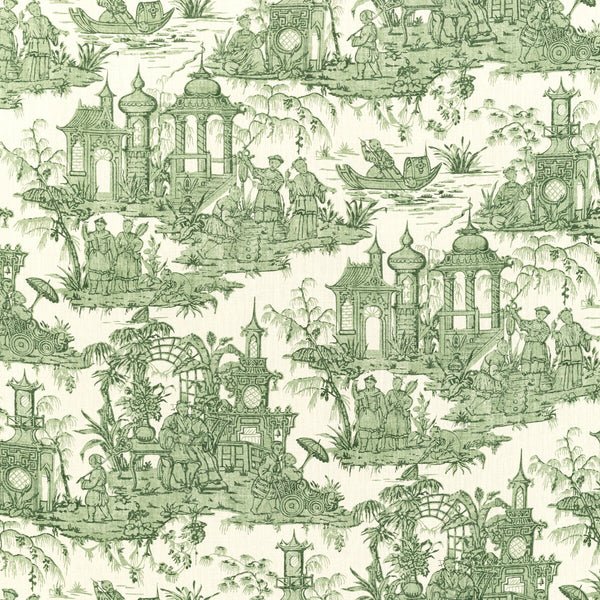 Samples and Purchasing available for Pagoda Toile - Forest Green By Lee Jofa | Oscar De La Renta Iv | Toile Multipurpose Print at Designer Wallcoverings and Fabrics