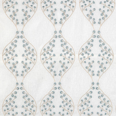 Samples and Purchasing available for Lillie Sheer - Ivory/Blue Blue By Lee Jofa | Summerland |Botanical & Floral Lattice/Scrollwork Drapery Embroidery at Designer Wallcoverings and Fabrics