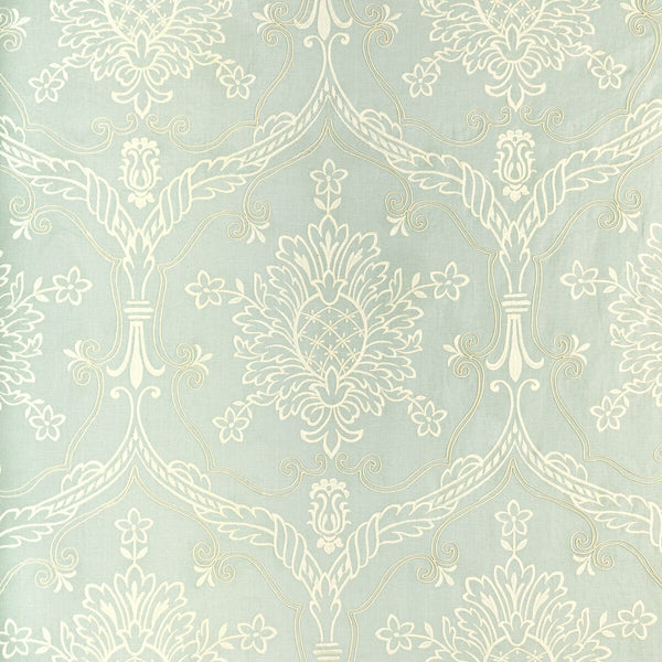 Samples and Purchasing available for Hayes Embroidery - Aqua Spa By Lee Jofa | Bunny Williams Arcadia | Damask Drapery Embroidery at Designer Wallcoverings and Fabrics