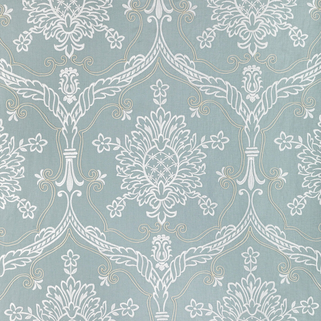 Samples and Purchasing available for Hayes Embroidery - Blue Blue By Lee Jofa | Bunny Williams Arcadia | Damask Drapery Embroidery at Designer Wallcoverings and Fabrics