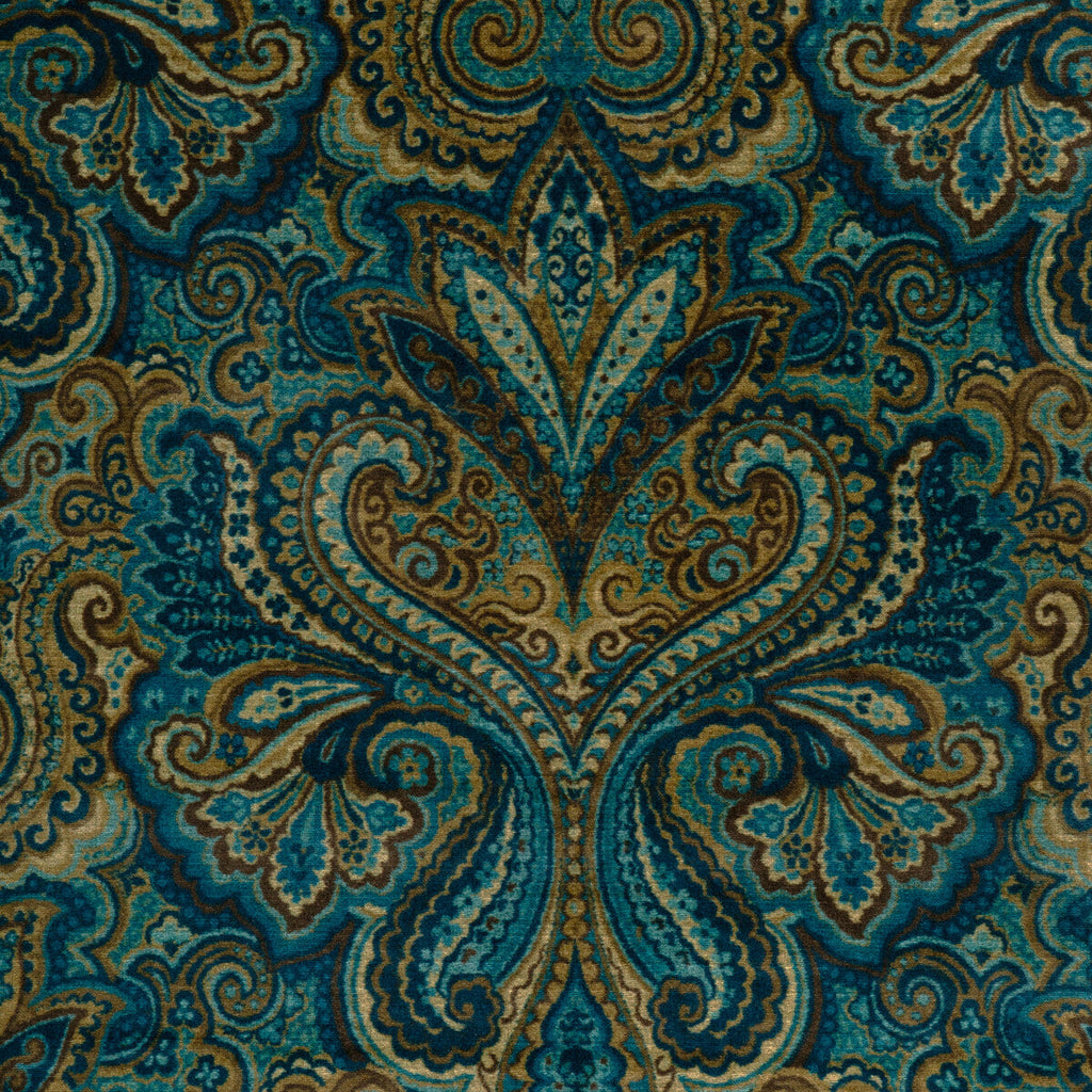 Samples and Purchasing available for Carswell Velvet - Marine/Sky Blue By Lee Jofa | Barwick Velvets | Paisley Upholstery Print at Designer Wallcoverings and Fabrics