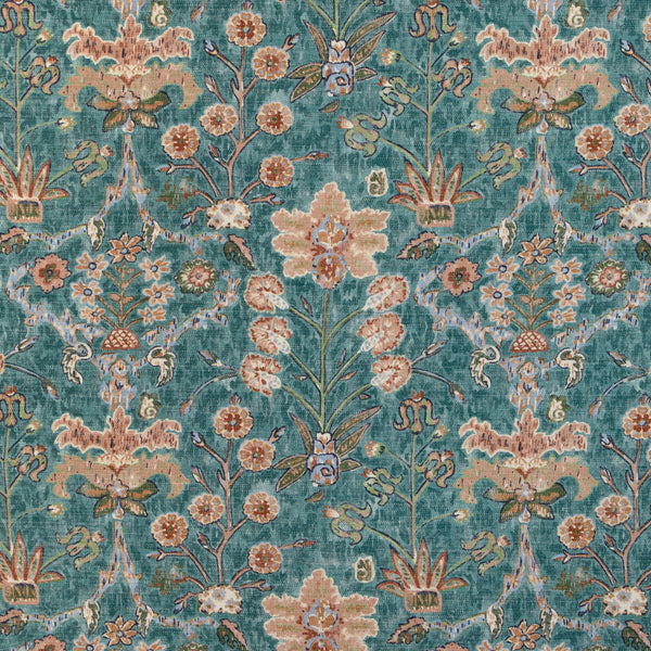 Samples and Purchasing available for Kerman Print - Teal/Rose Teal By Lee Jofa | Lee Jofa 200 |Botanical & Floral  Multipurpose Print at Designer Wallcoverings and Fabrics