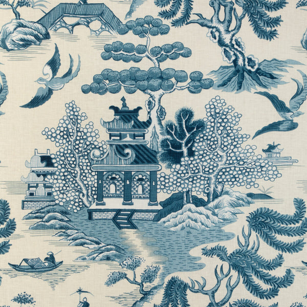 Samples and Purchasing available for Willow Lake Print - Teal Beige By Lee Jofa | Lee Jofa 200 | Chinoiserie Multipurpose Print at Designer Wallcoverings and Fabrics