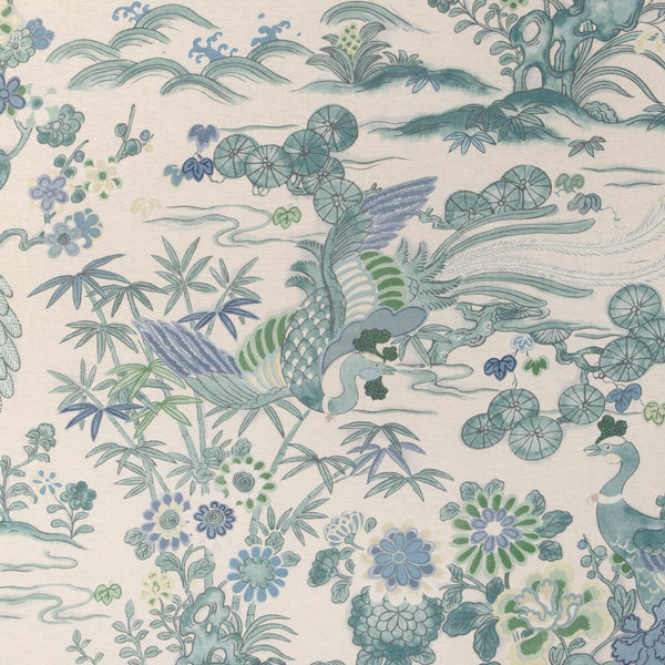 Samples and Purchasing available for Sakura Print - Teal Teal By Lee Jofa | Garden Walk |Chinoiserie Botanical & Floral Multipurpose Print at Designer Wallcoverings and Fabrics