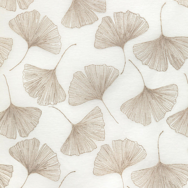 Samples and Purchasing available for Gingko Leaf - Gold White By Kravet Couture | Modern Luxe Silk Luster |Botanical & Floral  Drapery Embroidery at Designer Wallcoverings and Fabrics