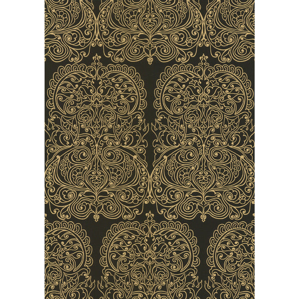 Samples and Purchasing available for Alpana - Gold/Onyx Yellow By Cole & Son | Cole & Son New Contemporary Ii |Damask Global Wallcovering Print at Designer Wallcoverings and Fabrics