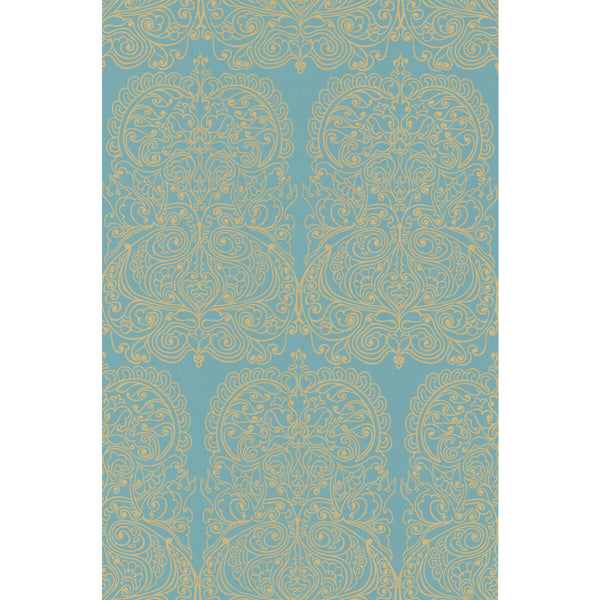 Samples and Purchasing available for Alpana - Gold/Aqua Yellow By Cole & Son | Cole & Son New Contemporary Ii |Damask Global Wallcovering Print at Designer Wallcoverings and Fabrics