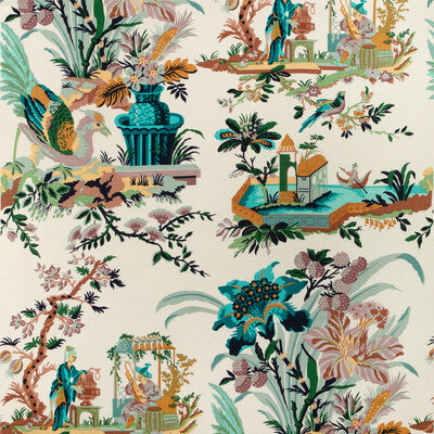 Samples and Purchasing available for Le Lac - Aqua/Green Green By Brunschwig & Fils | Le Jardin Chinois | Chinoiserie Multipurpose Print at Designer Wallcoverings and Fabrics