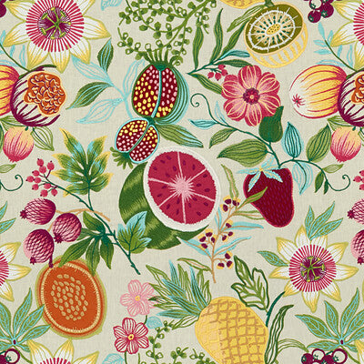 Samples and Purchasing available for Le Frutier - Fiesta Multi By Brunschwig & Fils | Les Tropiques |Botanical & Floral Tropical Multipurpose Embroidery at Designer Wallcoverings and Fabrics