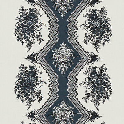 Samples and Purchasing available for Coppelia Satin - White Black By Brunschwig & Fils | Madeleine Castaing | Botanical & Floral Multipurpose Print at Designer Wallcoverings and Fabrics