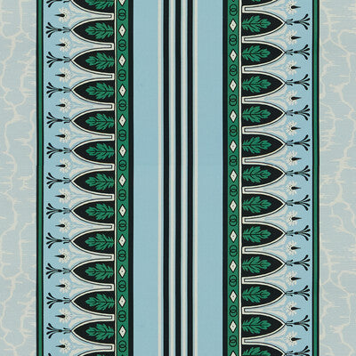 Samples and Purchasing available for Lola Montez - Emerald/Aqua Turquoise By Brunschwig & Fils | Madeleine Castaing | Stripes Multipurpose Print at Designer Wallcoverings and Fabrics