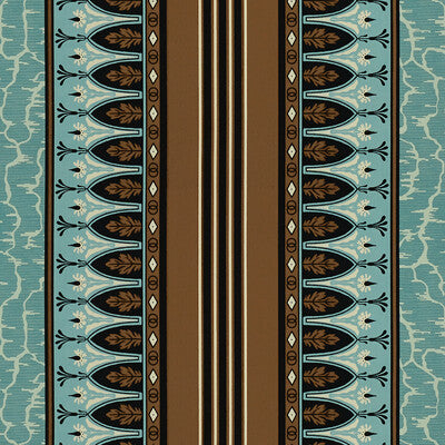 Samples and Purchasing available for Lola Montez - Turquoise Turquoise By Brunschwig & Fils | Madeleine Castaing | Stripes Multipurpose Print at Designer Wallcoverings and Fabrics