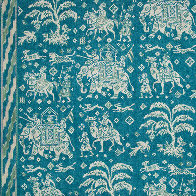 Samples and Purchasing available for Aralam Print - Teal/Green Teal By Brunschwig & Fils | Cape Comorin |Animal/Insects Global Multipurpose Print at Designer Wallcoverings and Fabrics