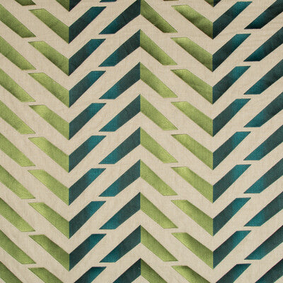 Samples and Purchasing available for Les Vagues Emb - Green/Teal Green By Brunschwig & Fils | Les Ensembliers | Geometric Multipurpose Embroidery at Designer Wallcoverings and Fabrics