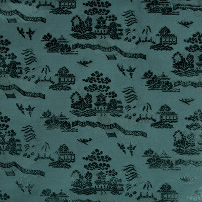 Samples and Purchasing available for La Pagode Velvet - Teal Teal By Brunschwig & Fils | Les Ensembliers | Chinoiserie Upholstery Velvet at Designer Wallcoverings and Fabrics