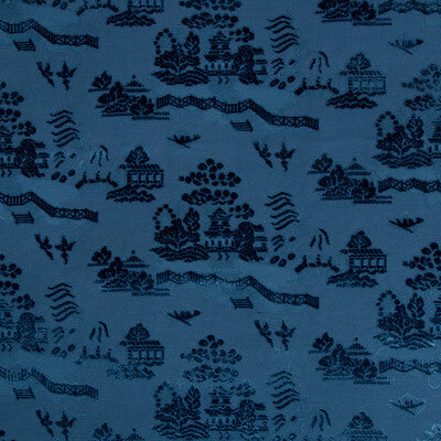 Samples and Purchasing available for La Pagode Velvet - Navy Blue By Brunschwig & Fils | Les Ensembliers | Chinoiserie Upholstery Velvet at Designer Wallcoverings and Fabrics