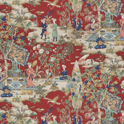 Samples and Purchasing available for Lodi Garden Print - Red Multi By Brunschwig & Fils | Baret | Chinoiserie Multipurpose Print at Designer Wallcoverings and Fabrics