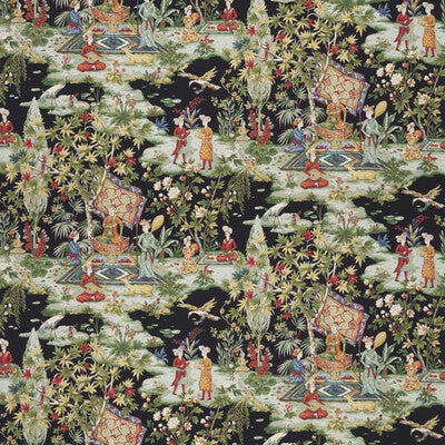 Samples and Purchasing available for Lodi Garden Print - Onyx Multi By Brunschwig & Fils | Baret | Chinoiserie Multipurpose Print at Designer Wallcoverings and Fabrics