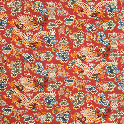 Samples and Purchasing available for Ming Dragon Print - Claret Multi By Brunschwig & Fils | Summer Palace |Chinoiserie Novelty Multipurpose Print at Designer Wallcoverings and Fabrics