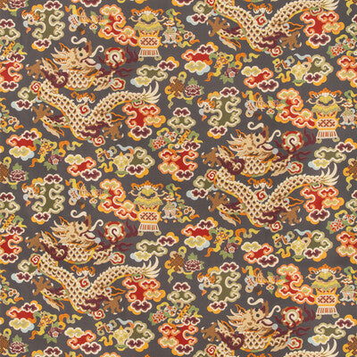 Samples and Purchasing available for Ming Dragon Print - Grey Multi By Brunschwig & Fils | Summer Palace |Chinoiserie Novelty Multipurpose Print at Designer Wallcoverings and Fabrics