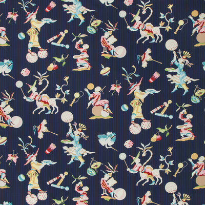 Samples and Purchasing available for Cirque Chinois Print - Navy Multi By Brunschwig & Fils | Summer Palace |Chinoiserie Novelty Multipurpose Print at Designer Wallcoverings and Fabrics