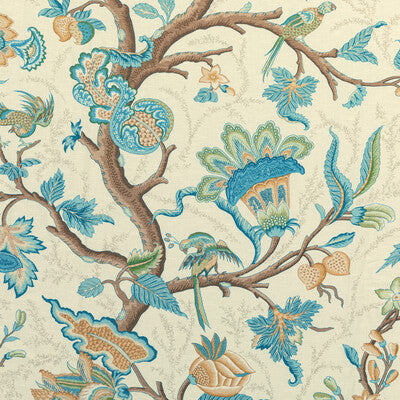 Samples and Purchasing available for Louverne Print - Aqua Turquoise By Brunschwig & Fils | Louverne | Botanical & Floral Multipurpose Print at Designer Wallcoverings and Fabrics