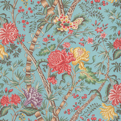 Samples and Purchasing available for Luberon Print - Aqua/Multi Multi By Brunschwig & Fils | Manoir |Botanical & Floral Jacobeans Multipurpose Print at Designer Wallcoverings and Fabrics