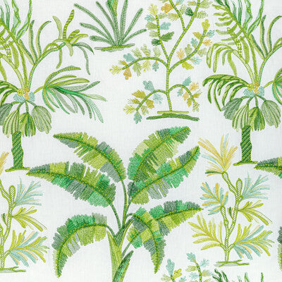 Samples and Purchasing available for Martil Emb - Leaf White By Brunschwig & Fils | Majorelle |Botanical & Floral Tropical Drapery Casement at Designer Wallcoverings and Fabrics