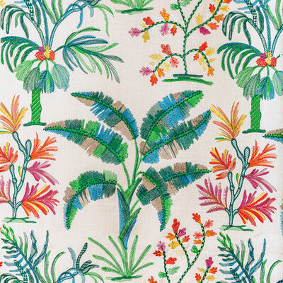 Samples and Purchasing available for Martil Emb - Jewel Ivory By Brunschwig & Fils | Majorelle |Botanical & Floral Tropical Drapery Casement at Designer Wallcoverings and Fabrics