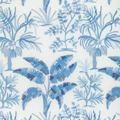 Samples and Purchasing available for Martil Emb - Blue White By Brunschwig & Fils | Majorelle |Botanical & Floral Tropical Drapery Casement at Designer Wallcoverings and Fabrics