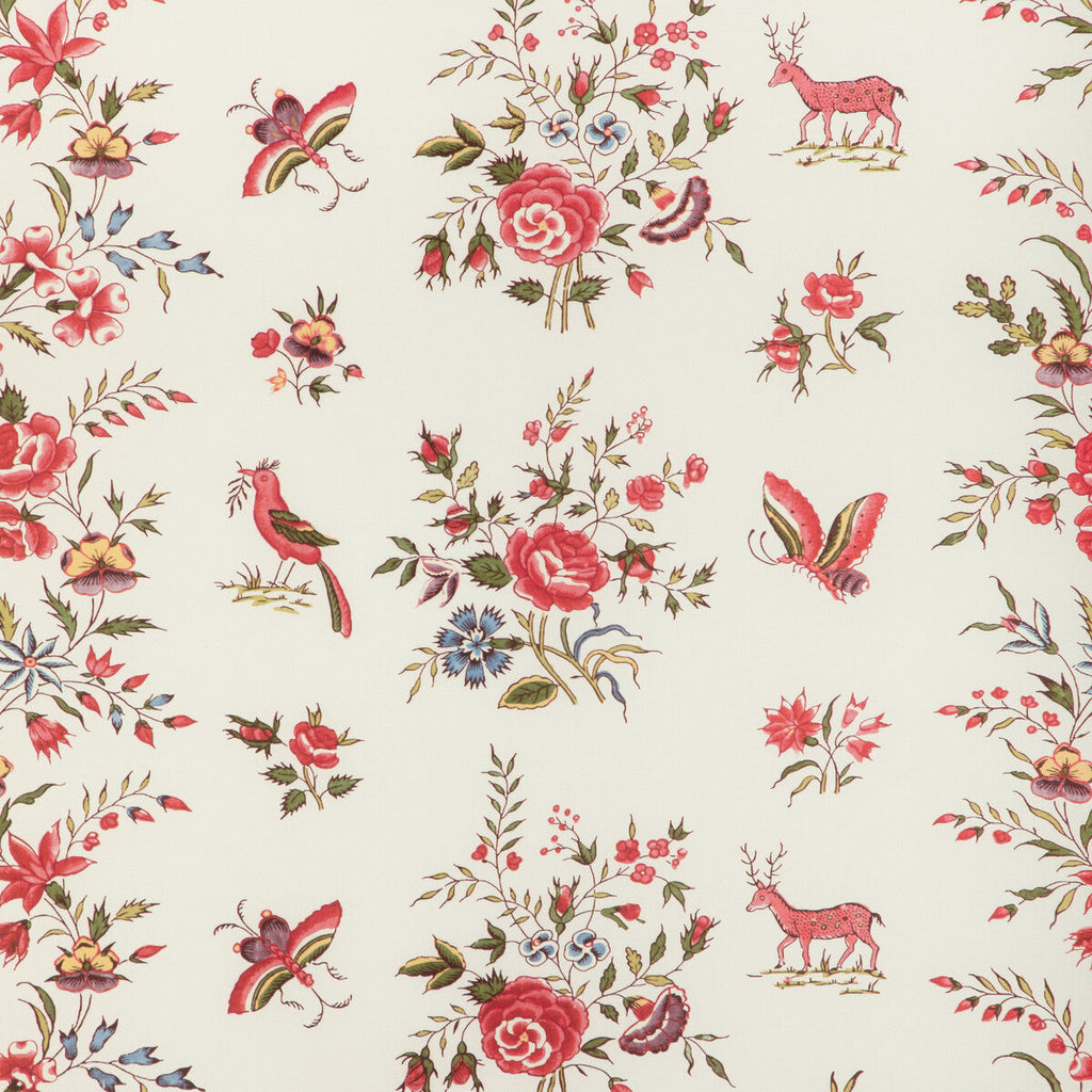 Samples and Purchasing available for Aurel Print - Red/Green White By Brunschwig & Fils | Cadenet | Flora & Fauna Multipurpose Print at Designer Wallcoverings and Fabrics