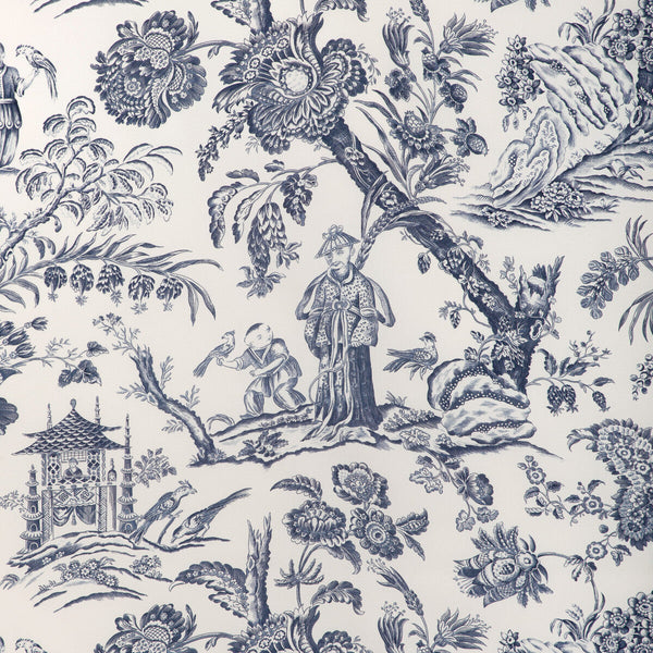 Samples and Purchasing available for Marcel Print - Navy White By Brunschwig & Fils | Cadenet |Chinoiserie Toile Multipurpose Print at Designer Wallcoverings and Fabrics