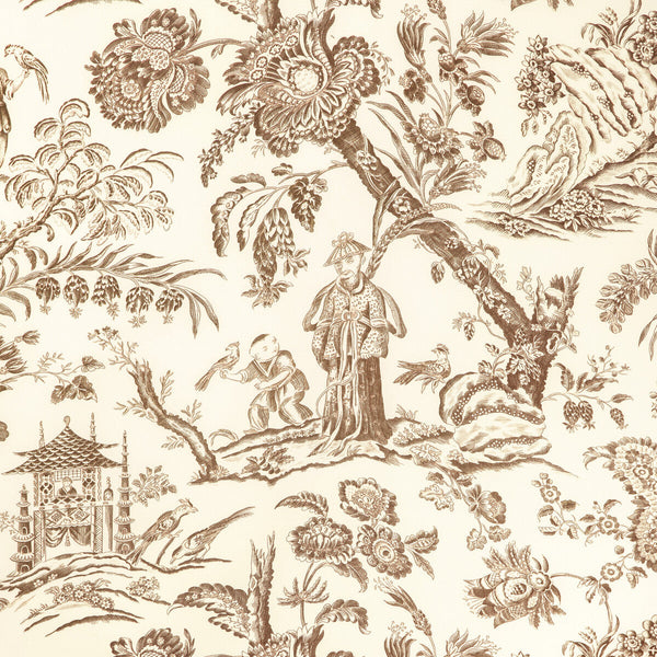 Samples and Purchasing available for Marcel Print - Brown White By Brunschwig & Fils | Cadenet |Chinoiserie Toile Multipurpose Print at Designer Wallcoverings and Fabrics