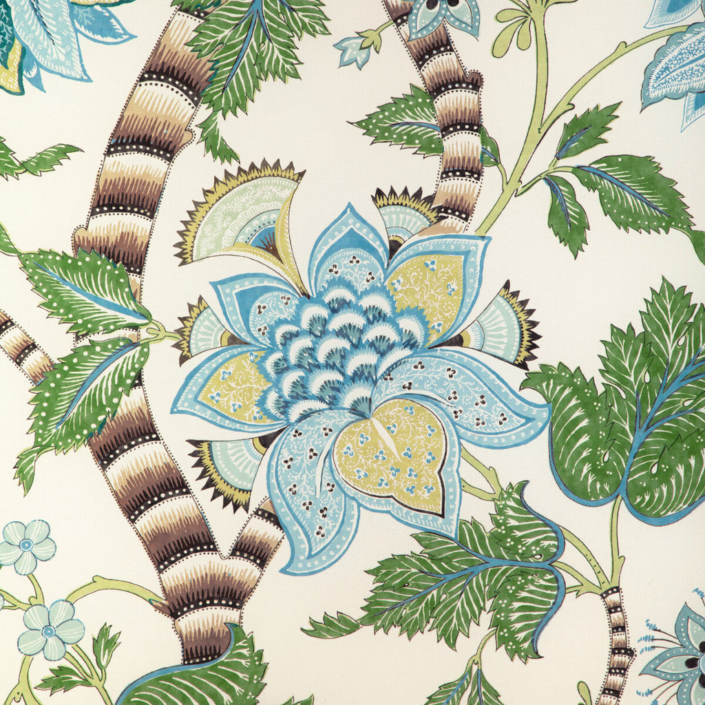 Samples and Purchasing available for Cadenet Print - Aqua/Leaf White By Brunschwig & Fils | Cadenet | Botanical & Floral Multipurpose Print at Designer Wallcoverings and Fabrics