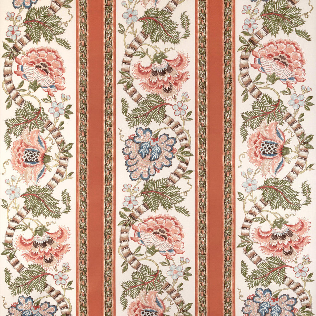 Samples and Purchasing available for Lauris Print - Apricot/Sage White By Brunschwig & Fils | Cadenet |Botanical & Floral Stripes Multipurpose Print at Designer Wallcoverings and Fabrics