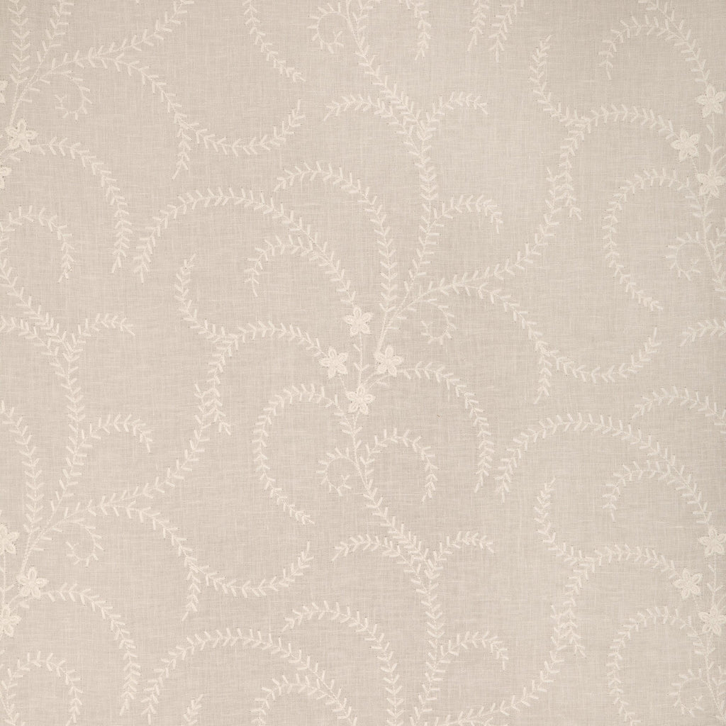 Samples and Purchasing available for Gerbaud Sheer - Ivory White By Brunschwig & Fils | Anduze Embroideries | Botanical & Floral Drapery Embroidery at Designer Wallcoverings and Fabrics