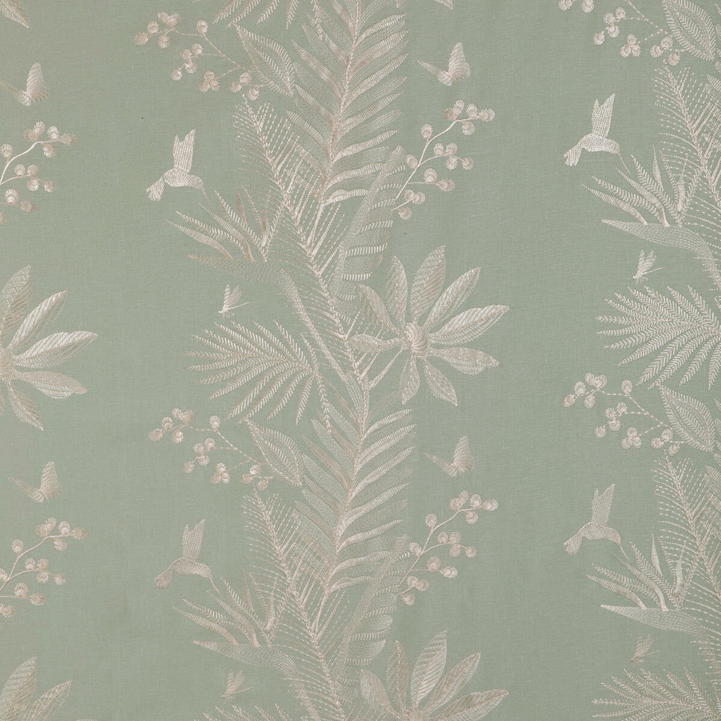 Samples and Purchasing available for Manda Emb - Seafoam Teal By Brunschwig & Fils | Anduze Embroideries | Botanical & Floral Drapery Embroidery at Designer Wallcoverings and Fabrics