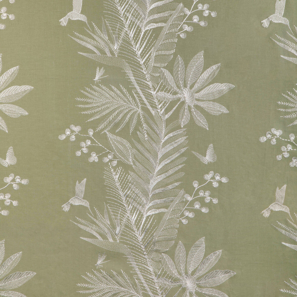 Samples and Purchasing available for Manda Emb - Leaf Green By Brunschwig & Fils | Anduze Embroideries | Botanical & Floral Drapery Embroidery at Designer Wallcoverings and Fabrics