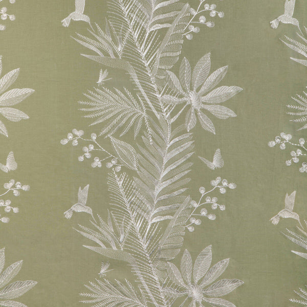 Samples and Purchasing available for Manda Emb - Leaf Green By Brunschwig & Fils | Anduze Embroideries | Botanical & Floral Drapery Embroidery at Designer Wallcoverings and Fabrics