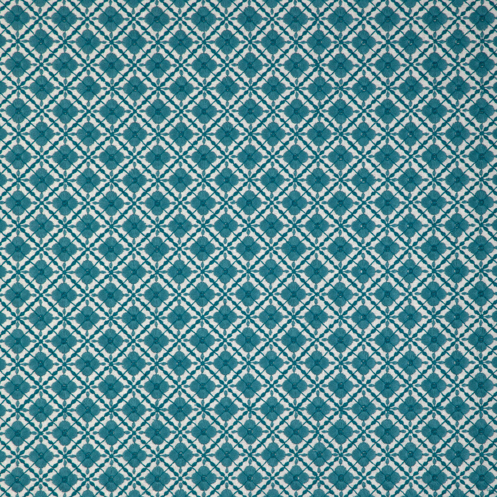 Samples and Purchasing available for Ines Emb - Aqua Teal By Brunschwig & Fils | Anduze Embroideries |Botanical & Floral Geometric Multipurpose Embroidery at Designer Wallcoverings and Fabrics