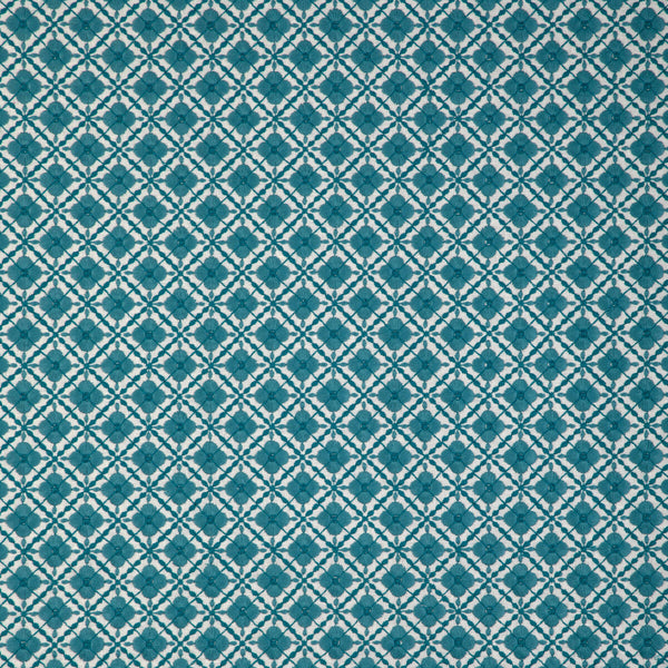 Samples and Purchasing available for Ines Emb - Aqua Teal By Brunschwig & Fils | Anduze Embroideries |Botanical & Floral Geometric Multipurpose Embroidery at Designer Wallcoverings and Fabrics