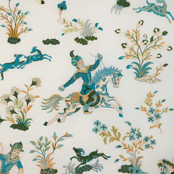 Samples and Purchasing available for Nayan Emb - Aqua/Leaf Teal By Brunschwig & Fils | Anduze Embroideries |Chinoiserie Toile Multipurpose Embroidery at Designer Wallcoverings and Fabrics