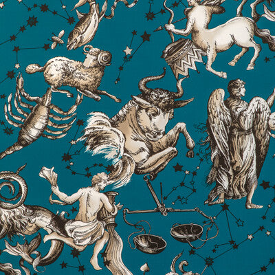 Samples and Purchasing available for Cosmique Print - Teal Teal By Brunschwig & Fils | Celeste |Animal/Insects Novelty Multipurpose Print at Designer Wallcoverings and Fabrics