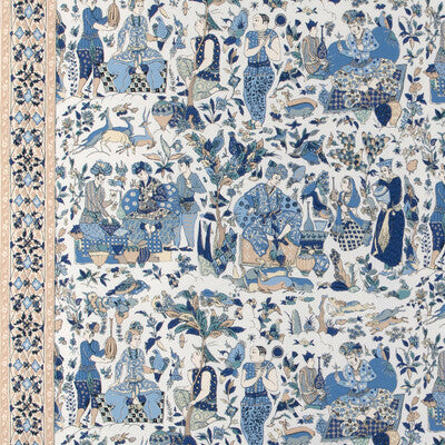 Samples and Purchasing available for Shalimar Print - Blue/Sand Blue By Brunschwig & Fils | La Menagerie |Chinoiserie Toile Drapery Print at Designer Wallcoverings and Fabrics